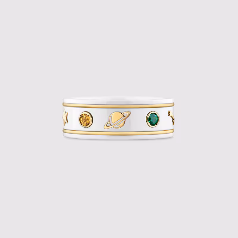 Icon ring with gemstones