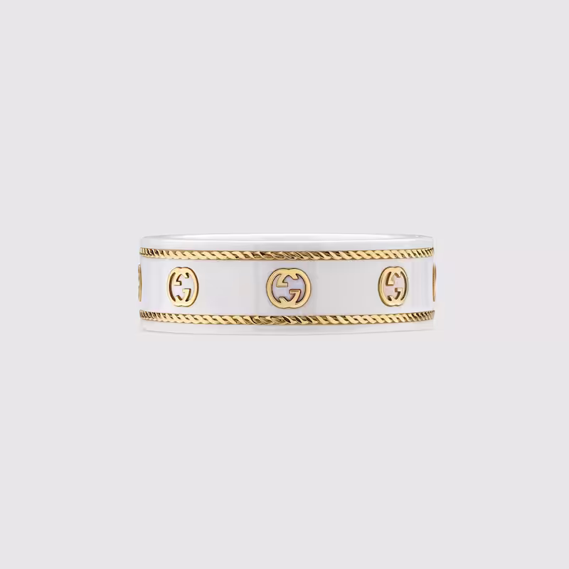 Icon ring with yellow gold Interlocking G