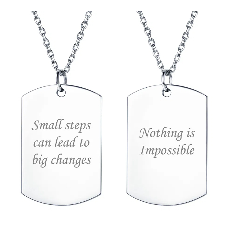 Custom Name Engraved Dog Tag Pendant Necklace for Men Women