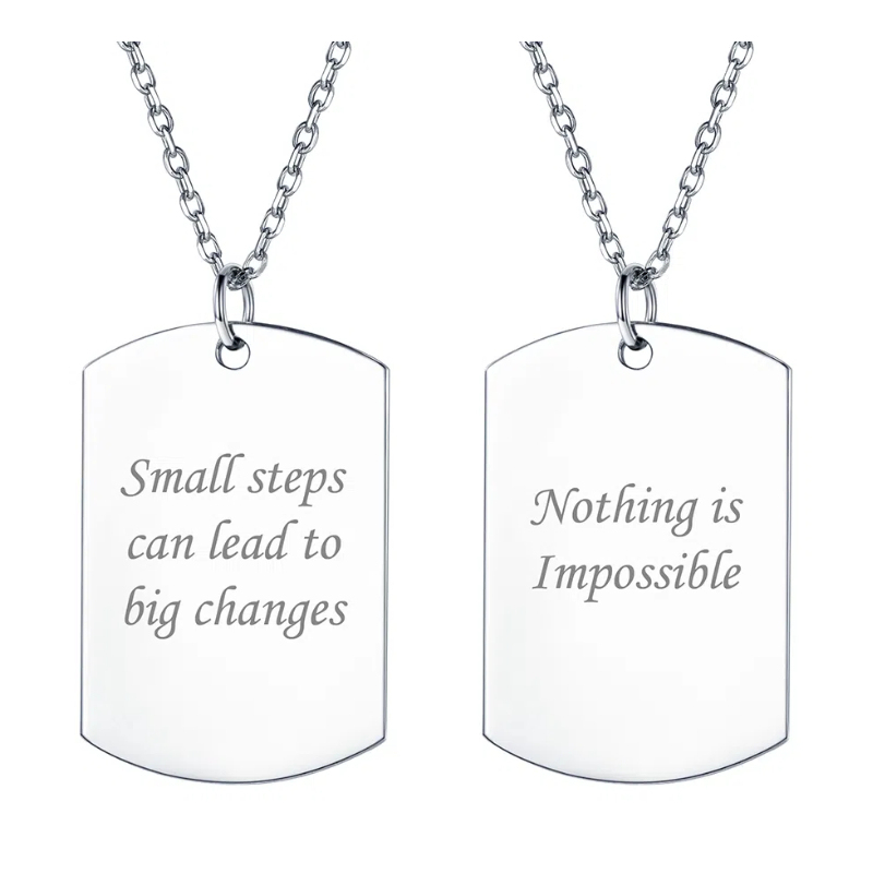 Custom Name Engraved Dog Tag Pendant Necklace for Men Women