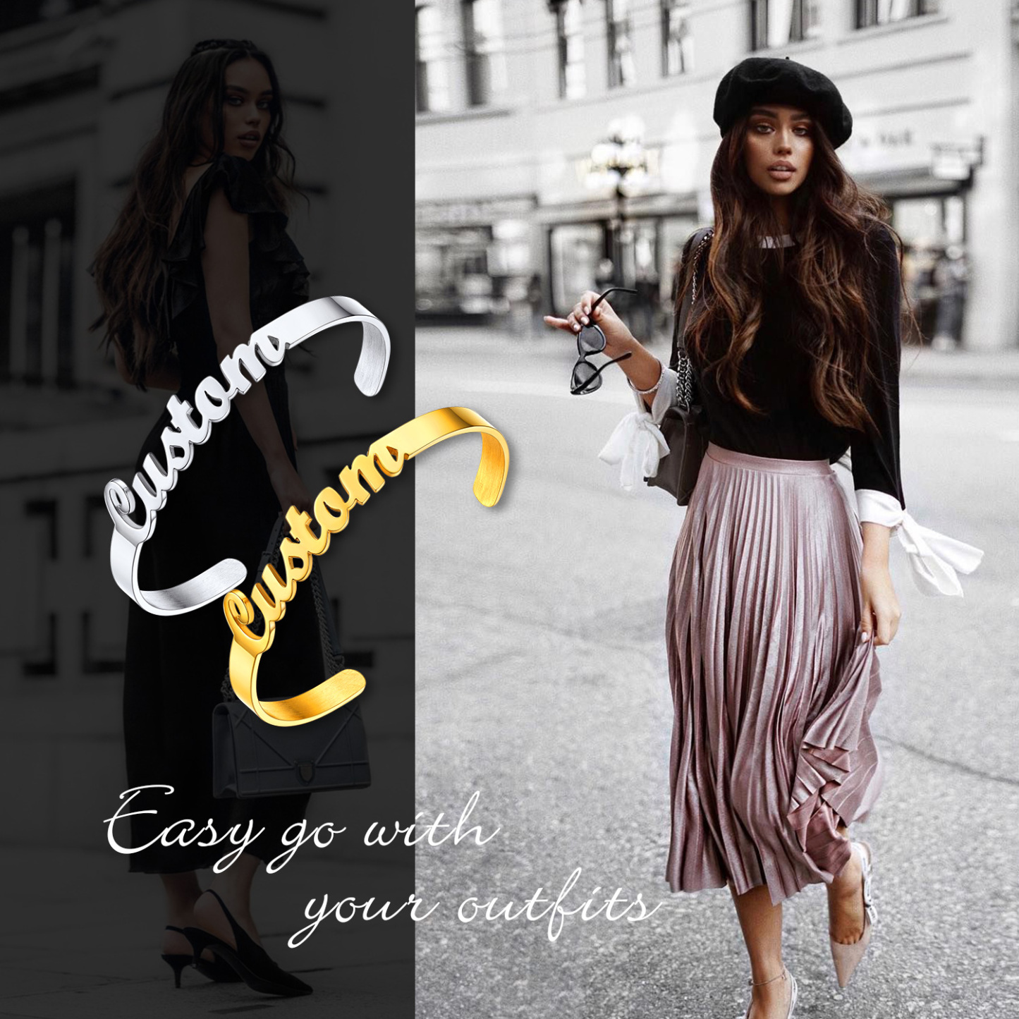 Personalized Name Engraved Cuff Bracelets for Women