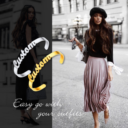 Personalized Name Engraved Cuff Bracelets for Women