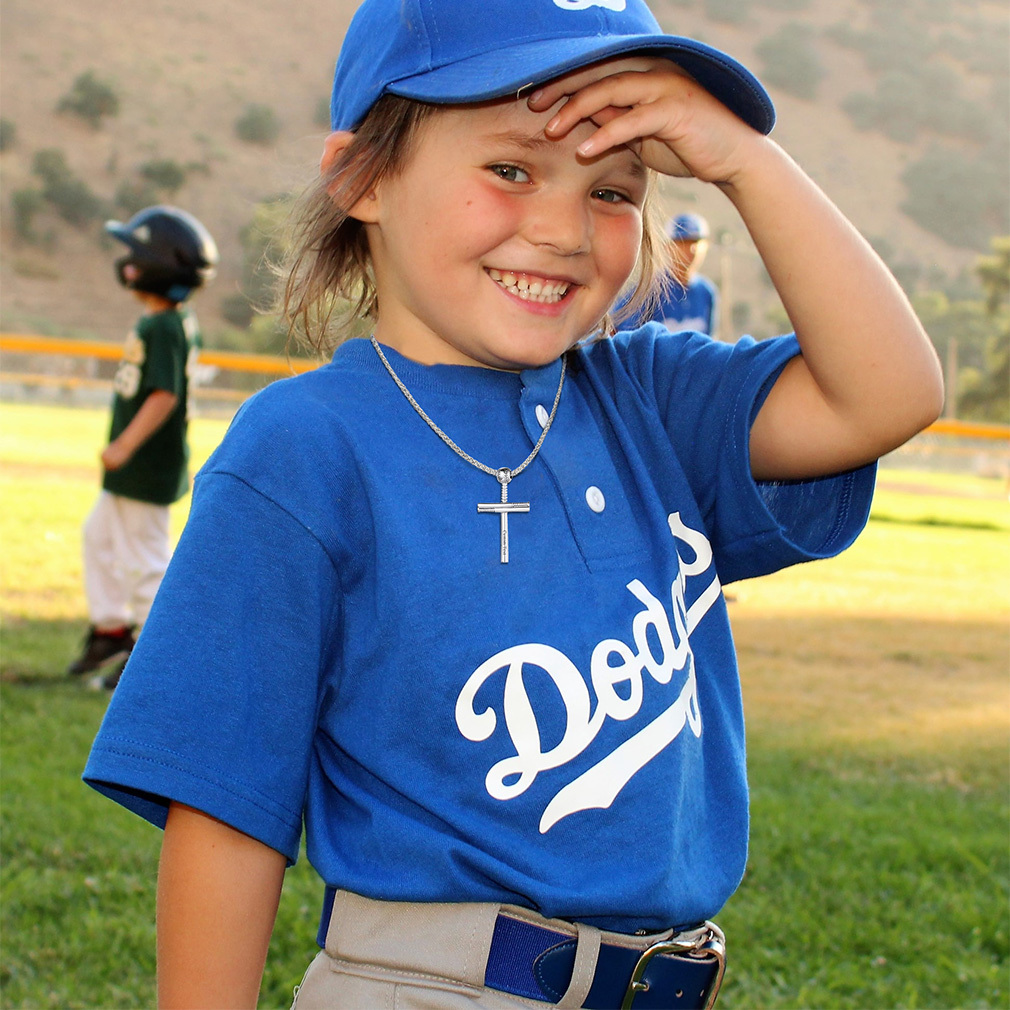 Custom Name Engraved Baseball Cross Necklace for Men model