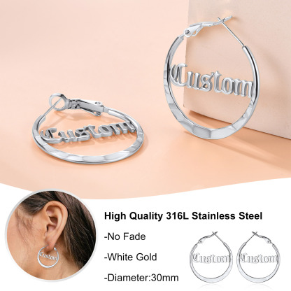 Custom Double Name Circle Hoop Earrings for Women stainless steel