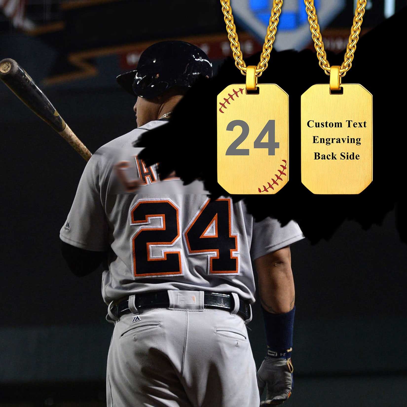 Custom Engraved Baseball Dog Tags Pendant Necklace for Men