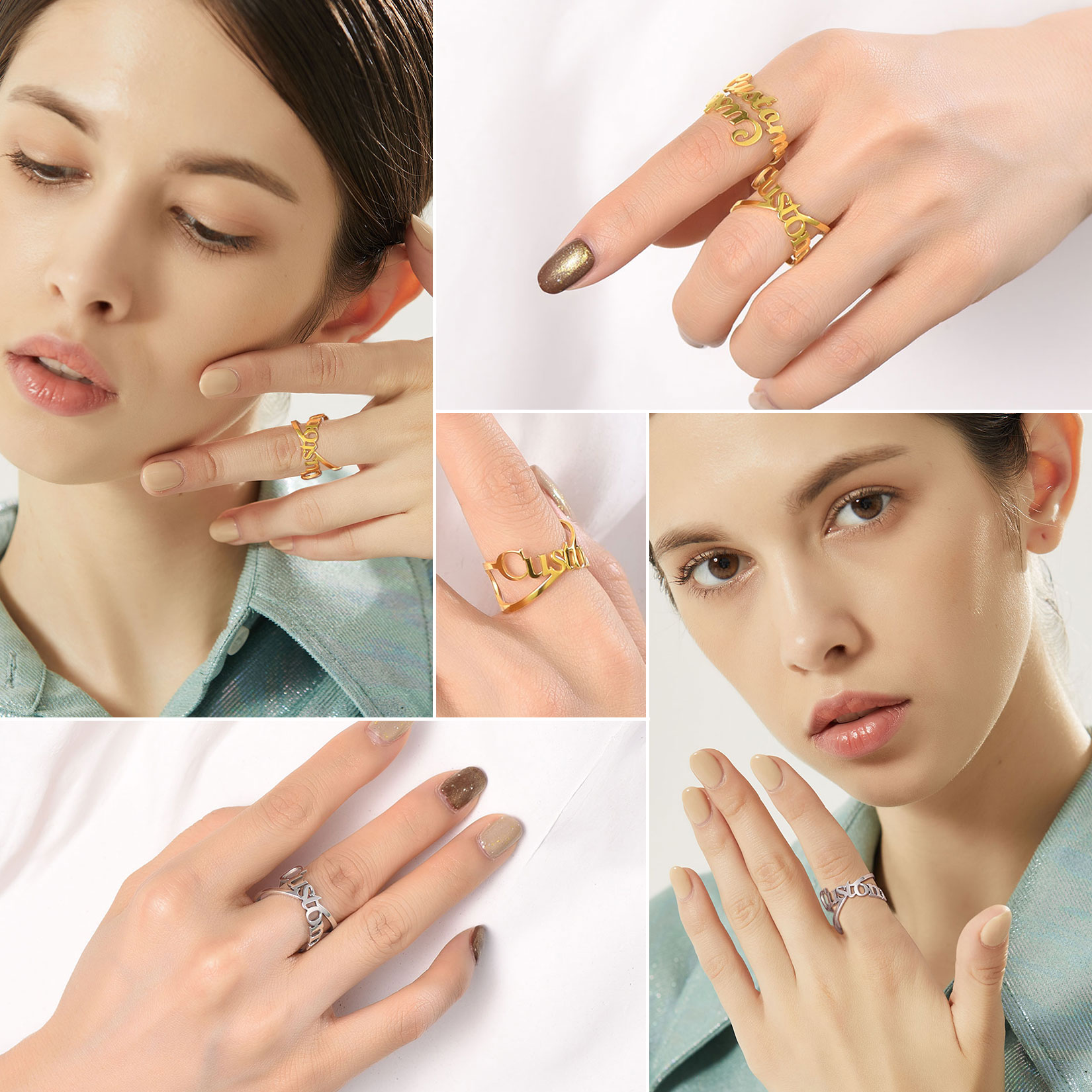 Custom Name Infinity Adjustable Ring for Women model show