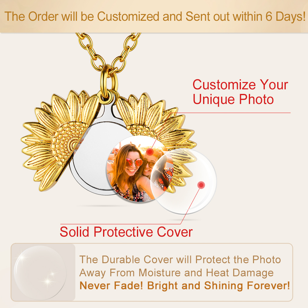 Personalized Photo Sunflower Necklace for Women