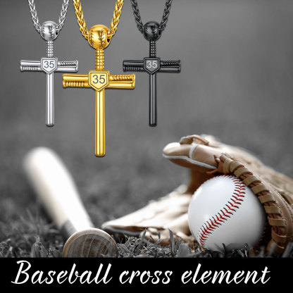 Custom Number Engraved Baseball Cross Necklaces for Men Women scene