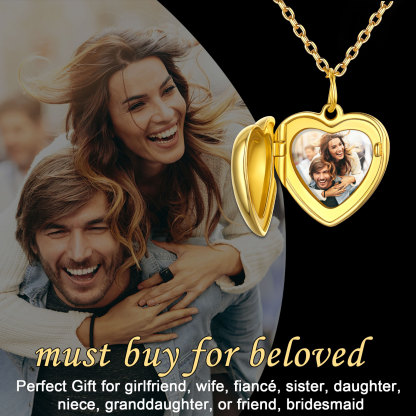 Personalized Photo Heart Silver Locket Necklace for lover