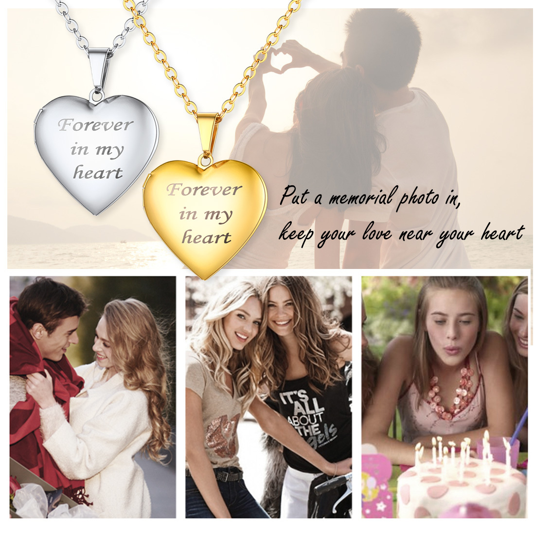 Personalized Photo Heart Shaped Locket Necklace for Women scene