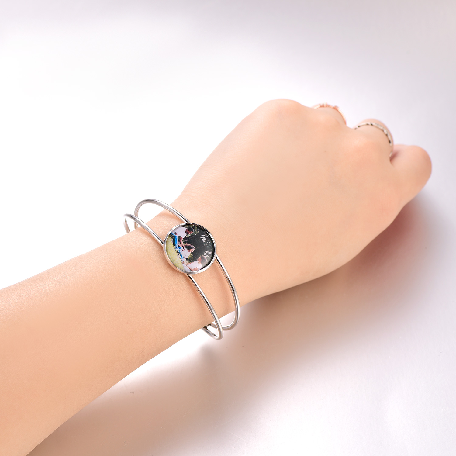 Personalized Photo Cuff Bracelets model