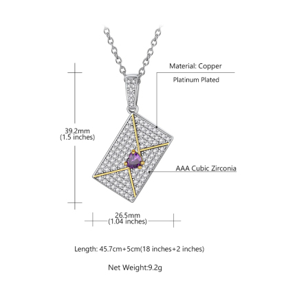 Women's Personalized Photo Envelope Necklace with Custom Birthstone size