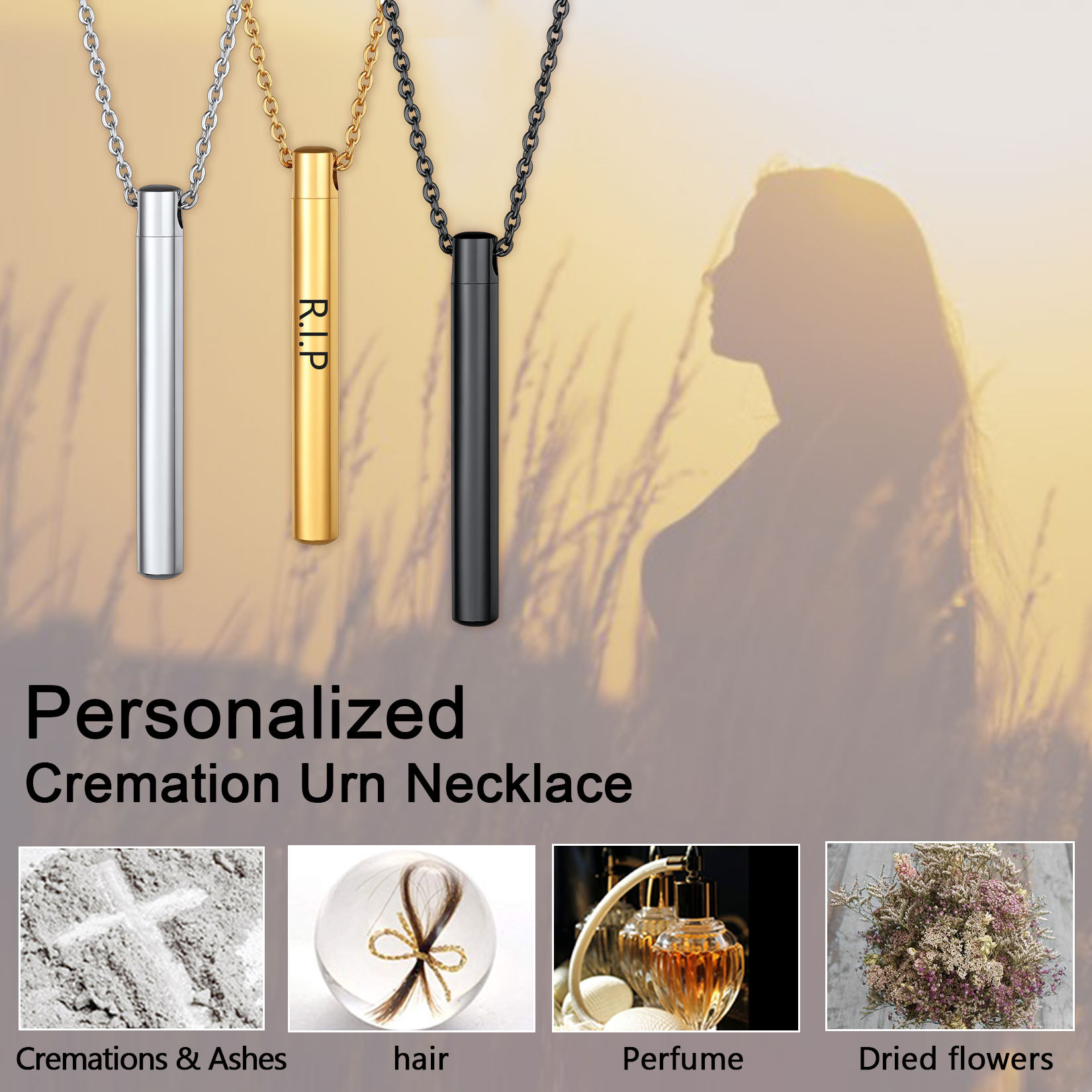 Custom Engraved Cremation Urn Necklace 