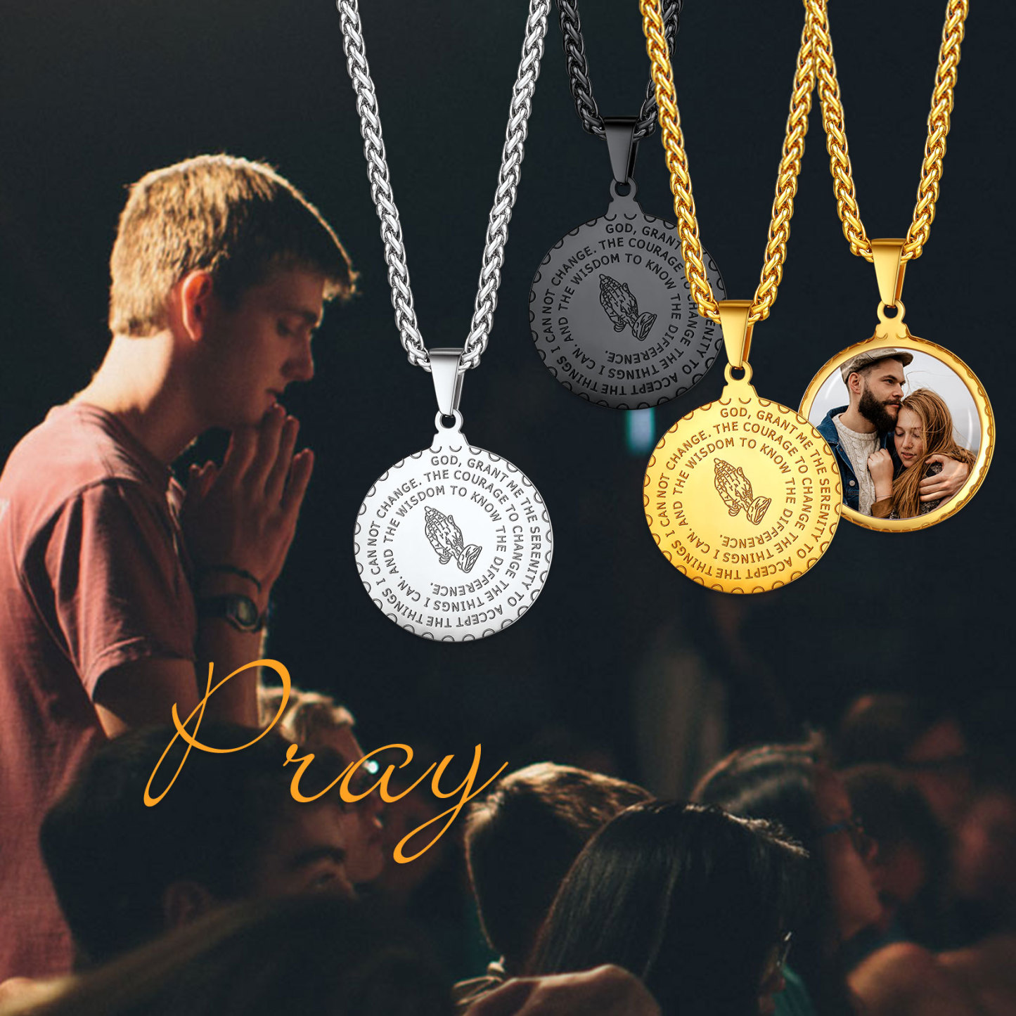Personalized Photo Bible Verse Necklaces for Men 