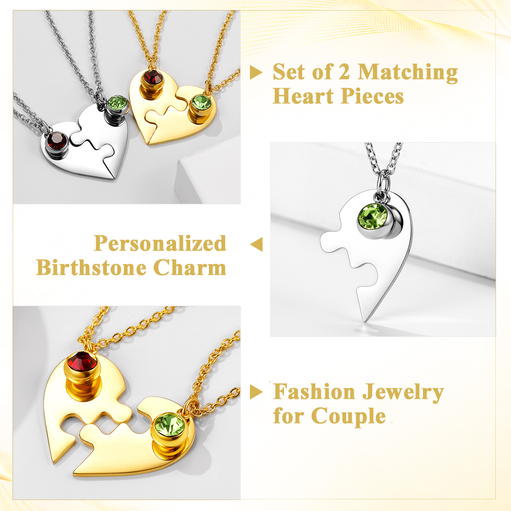 Birthstone Heart Puzzle Necklace
