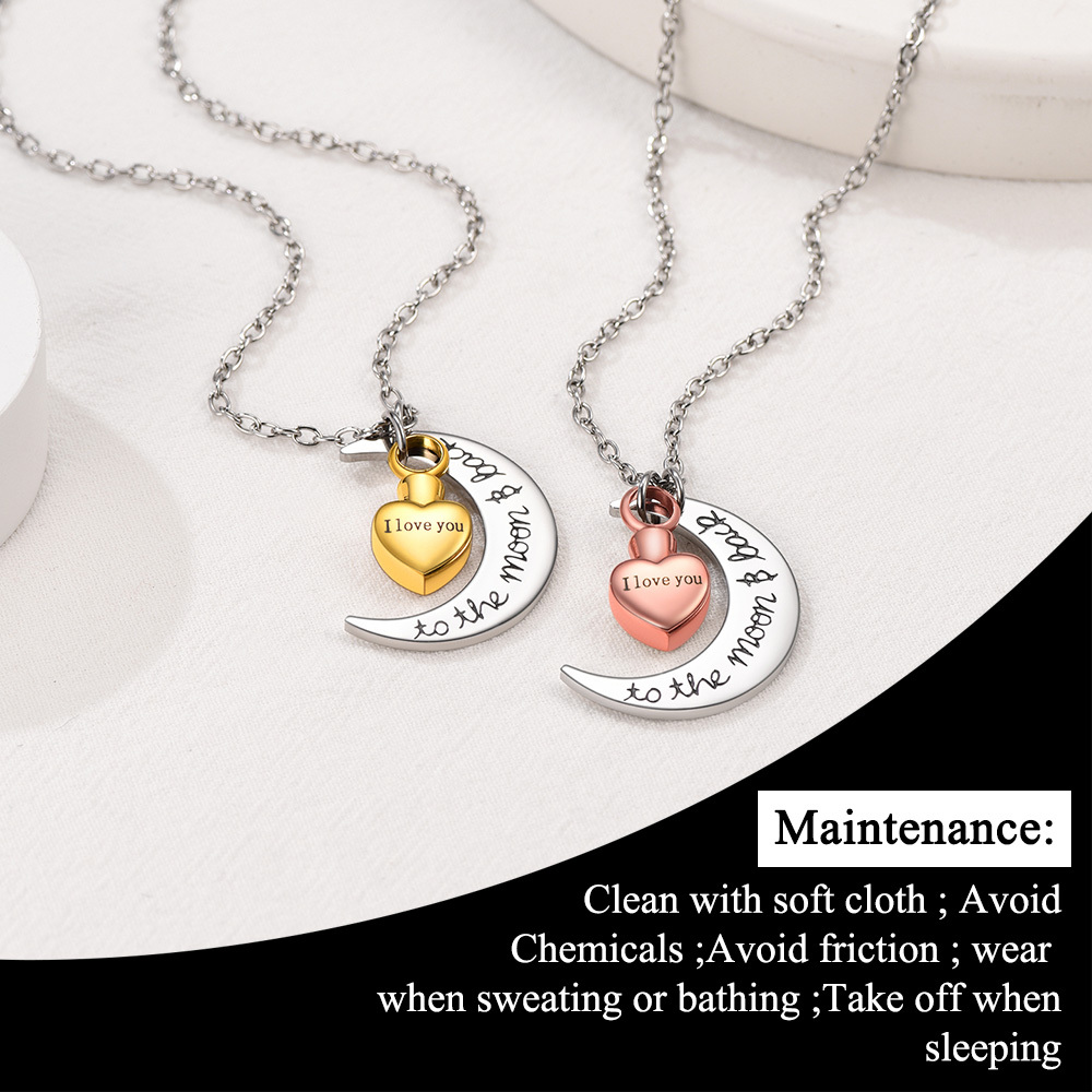 Personalized Moon Heart Urn Necklaces for Ashes Cremation maintenance