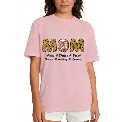 Personalized Mom T-Shirt with Kids' Names pink