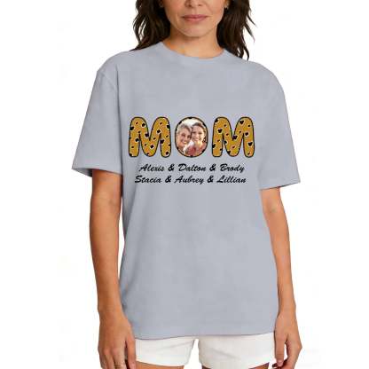 Personalized Mom T-Shirt with Kids' Names grey