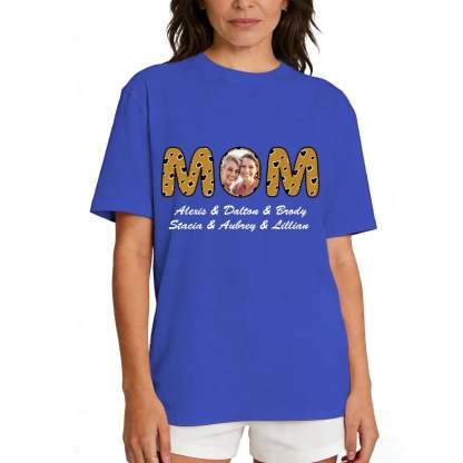 Personalized Mom T-Shirt with Kids' Names royal blue