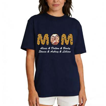 Personalized Mom T-Shirt with Kids' Names blue