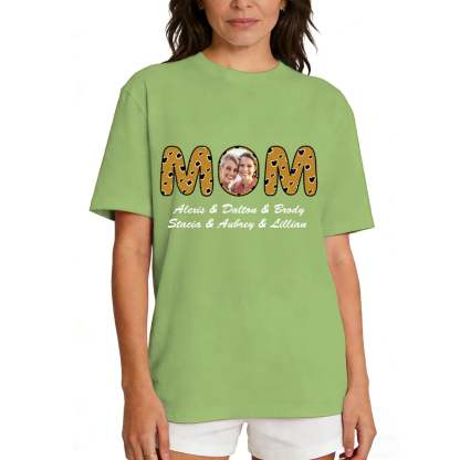 Personalized Mom T-Shirt with Kids' Names green