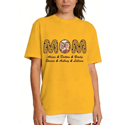 Personalized Mom T-Shirt with Kids' Names yellow