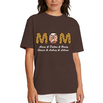 Personalized Mom T-Shirt with Kids' Names brown