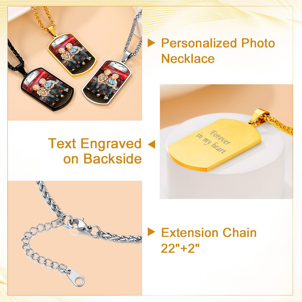 Customized Photo Engraved Dog Tag Necklace