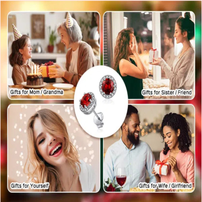 925 Sterling Silver Birthstone Round Stud Earrings for Women