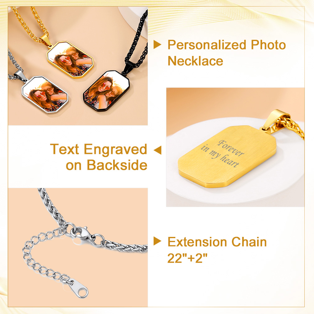 Customized Octagon Dog Tag Picture Necklace