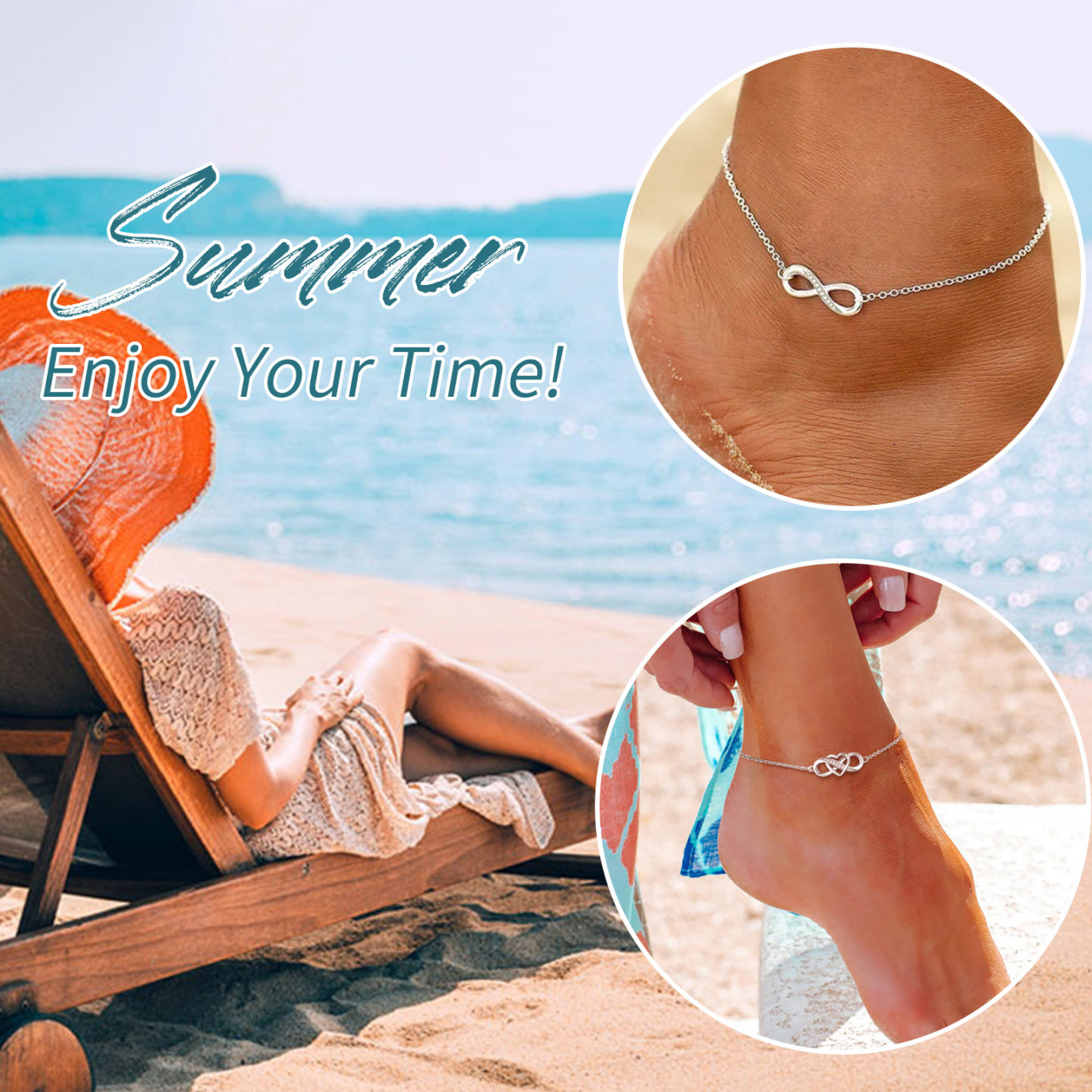 Infinity Adjustable Dainty Summer Beach Anklets 