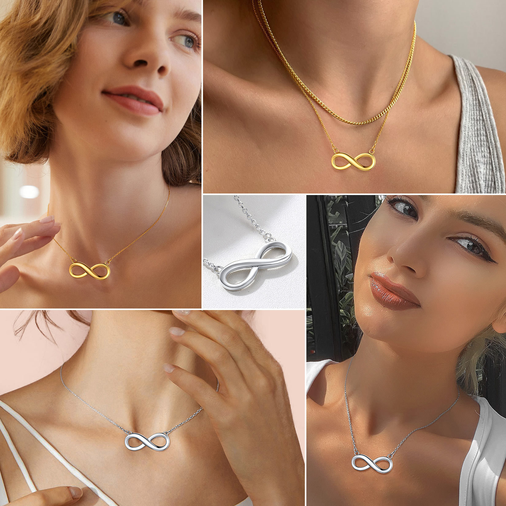 Personalized Sterling Silver Infinity Name Necklace for Women model collection