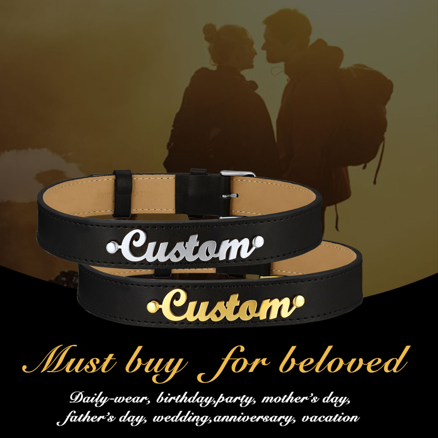 Personalized Name Leather Choker Necklace for lover