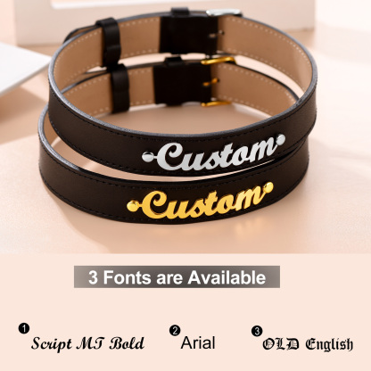 Personalized Name Leather Choker Necklace for Women 3 fonts