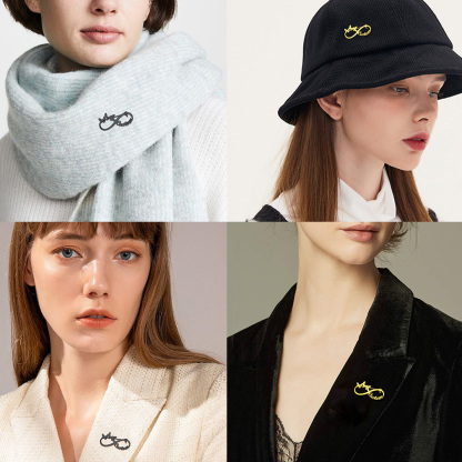 Personalized Butterfly Infinity Name Brooch Pin for Women model show