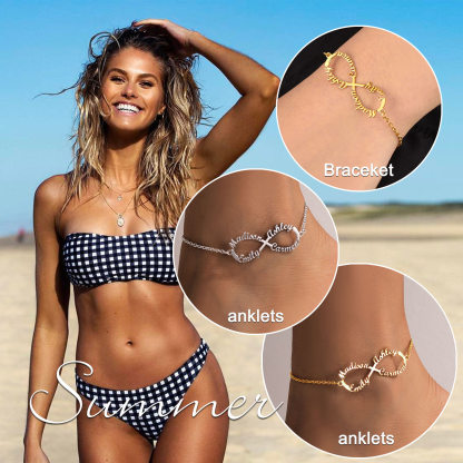  1-4 Names Infinity Anklet Bracelet for Women