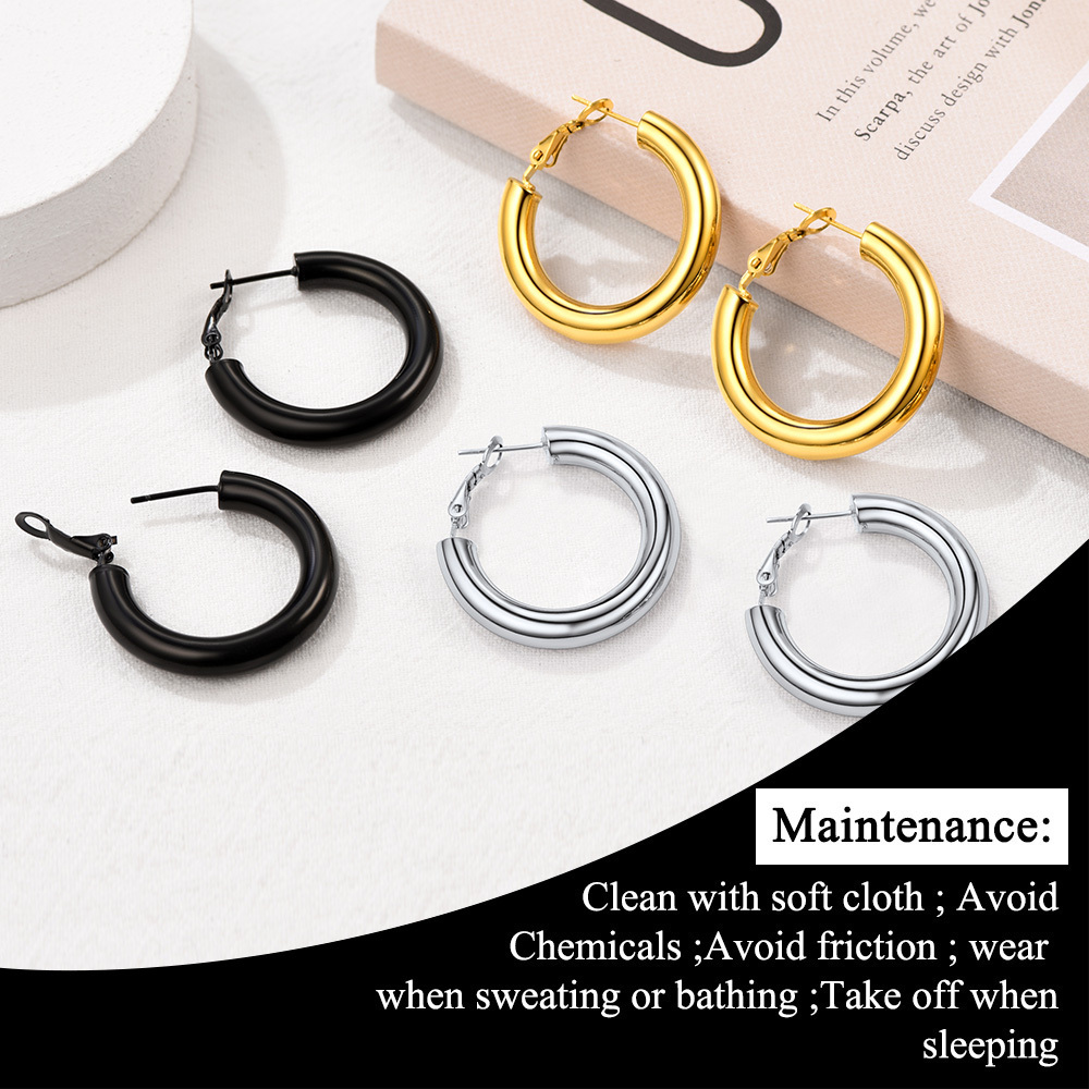 Stainless Steel Gold Plated Chunky Hoop Earrings For Women maintenance