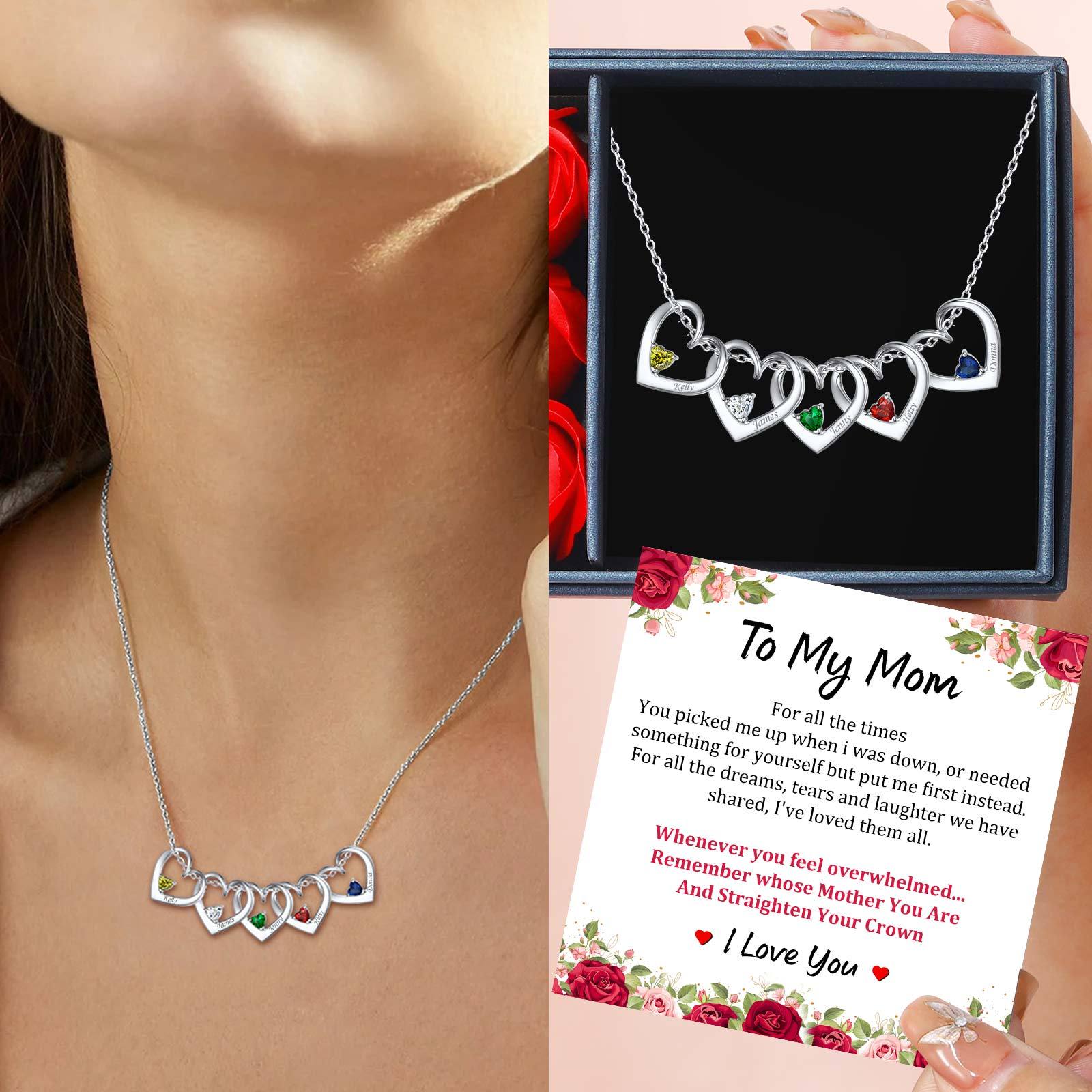 Personalized Name Family Birthstones Necklace