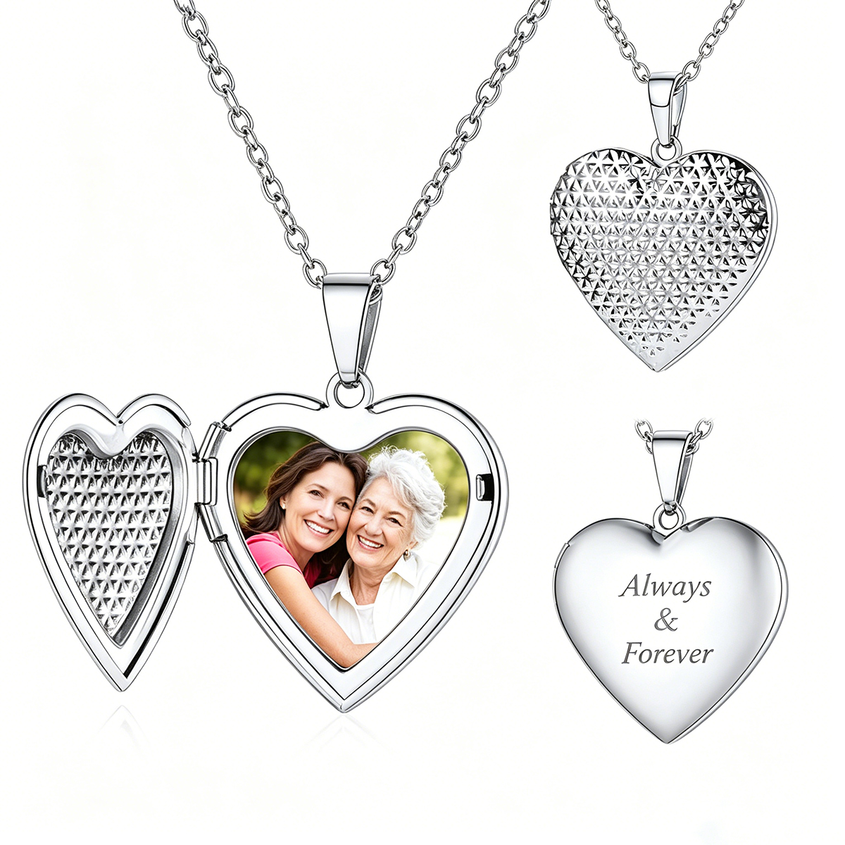 Personalized Heart Locket Necklace with Photo and Engraving