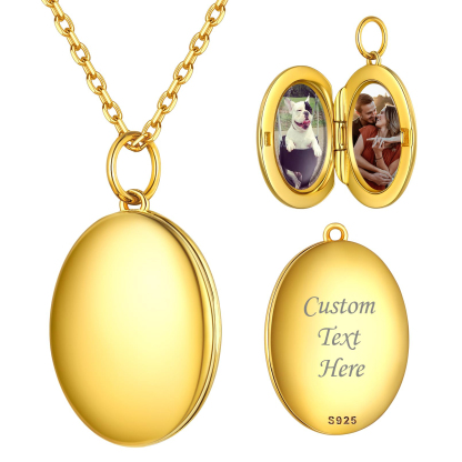 Personalized Photo Locket Engraved Necklaces for Women GOLD