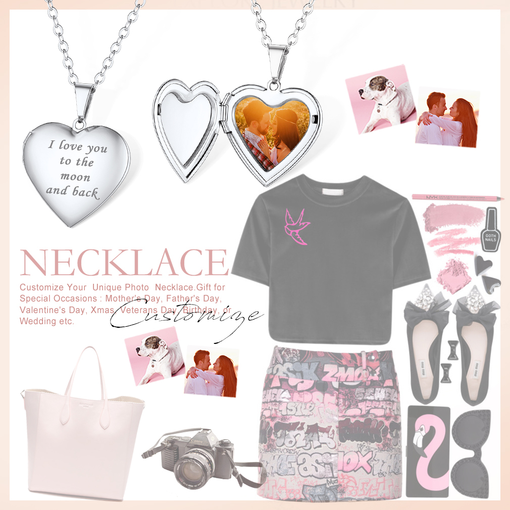 Personalized Heart Necklace with Pictures for Women