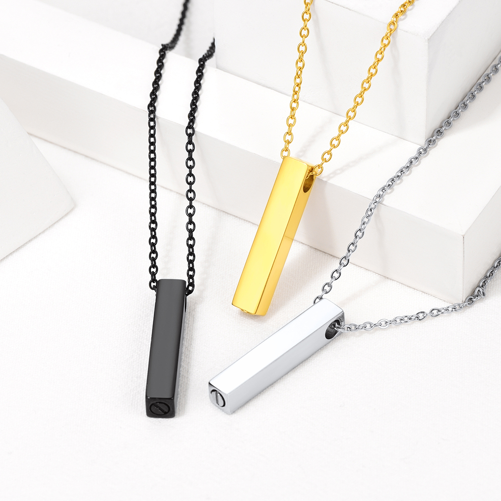 Personalized Stainless Steel Bar Urn Necklace Cremation for Ashes Collection