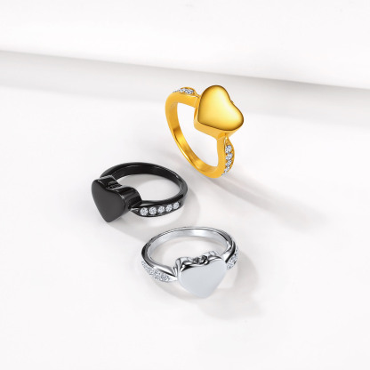 Personalized Stainless Steel Heart Cremation Urn Ring for Ashes All Colors