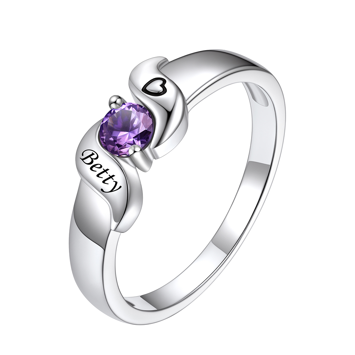 Personalized Birthstone Ring with Engraved Names for Mom