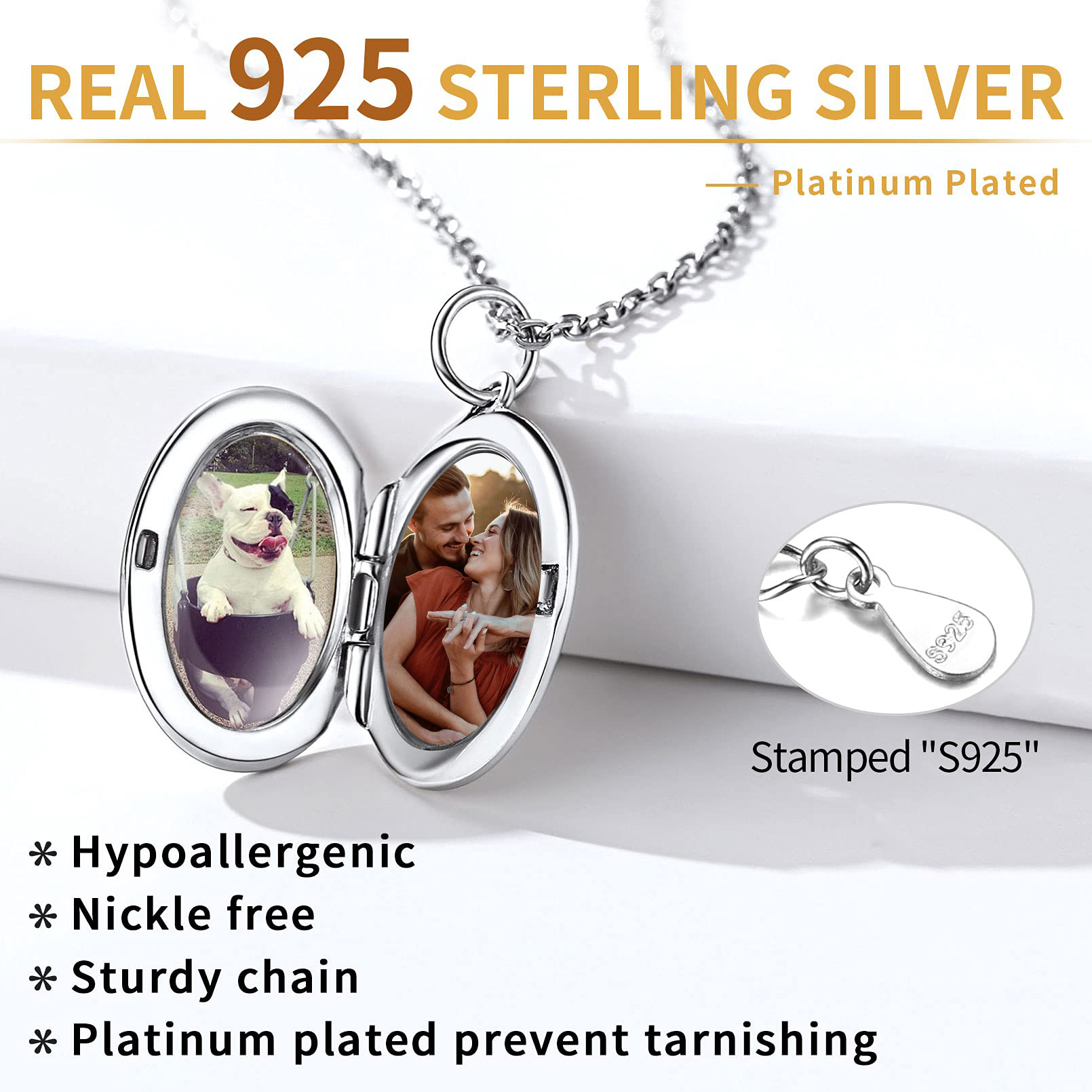 Personalized Photo Locket Engraved Necklaces for Women 925 SILVER
