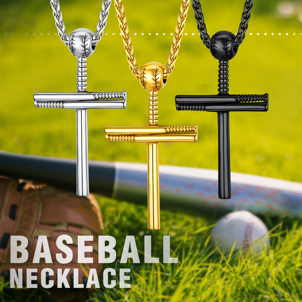 Custom Name Engraved Baseball Cross Necklace 