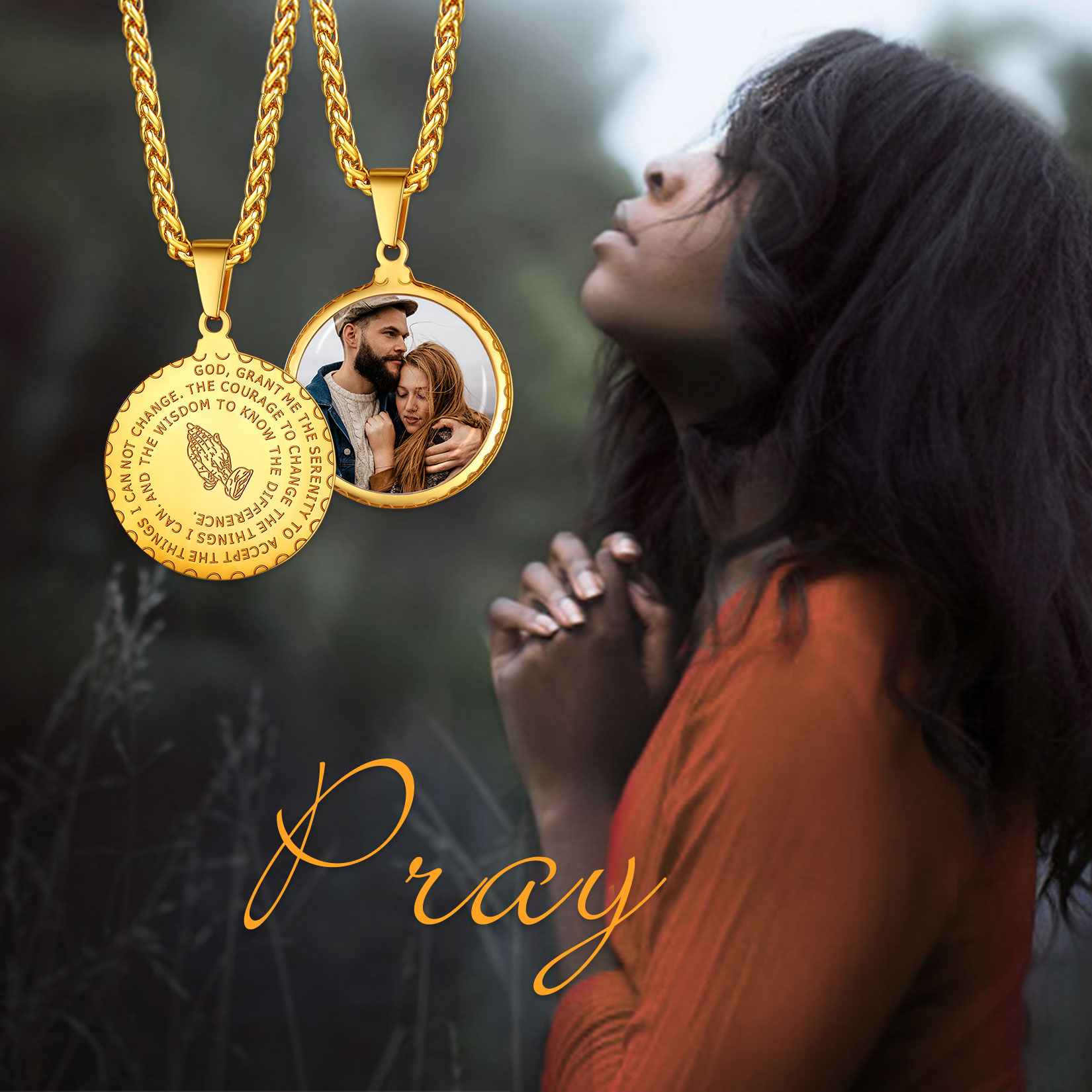 Personalized Photo Bible Verse Necklaces for Men Women