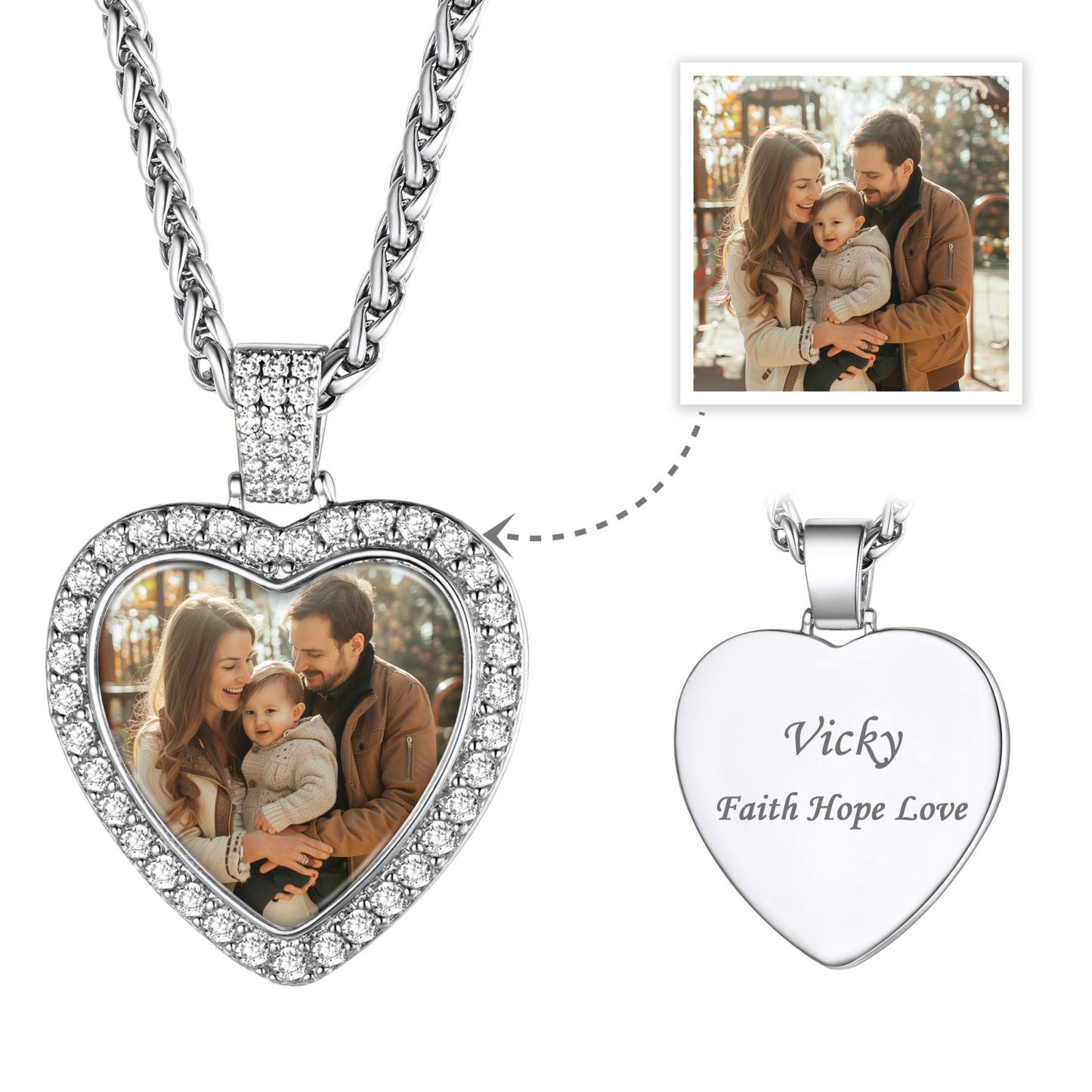 Personalized Heart Photo Necklace Pendant