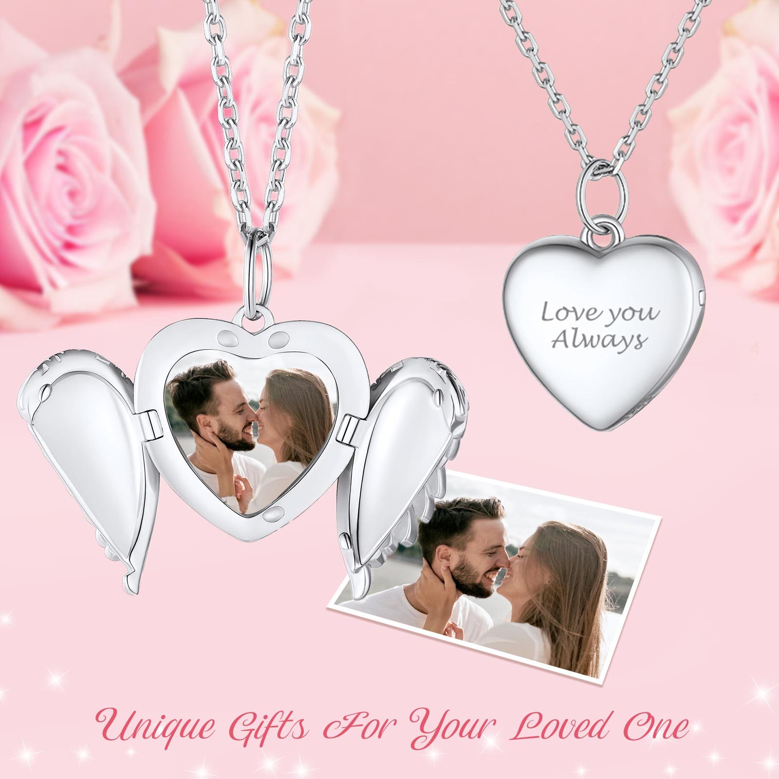 Personalized Photo Heart Locket Necklace for lover