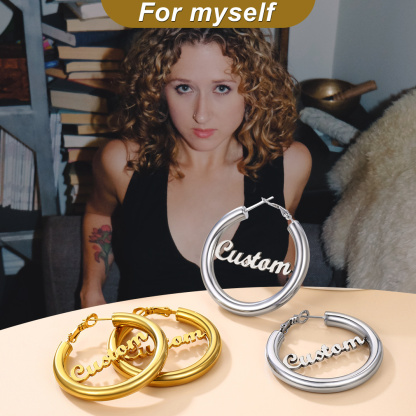 Personalized Name Lightweight Large Hoop Earrings 40/50/70mm for your self